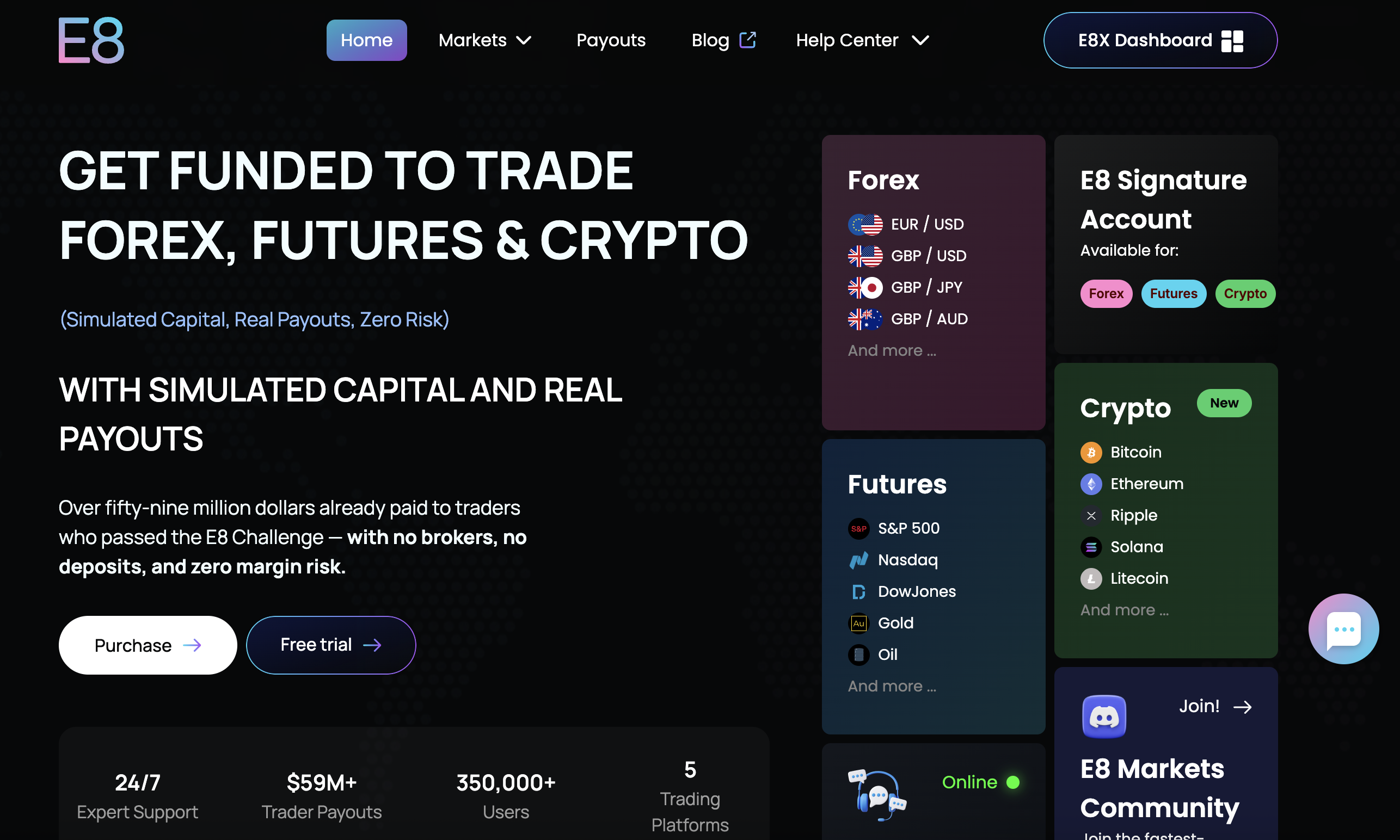 E8 Markets hero